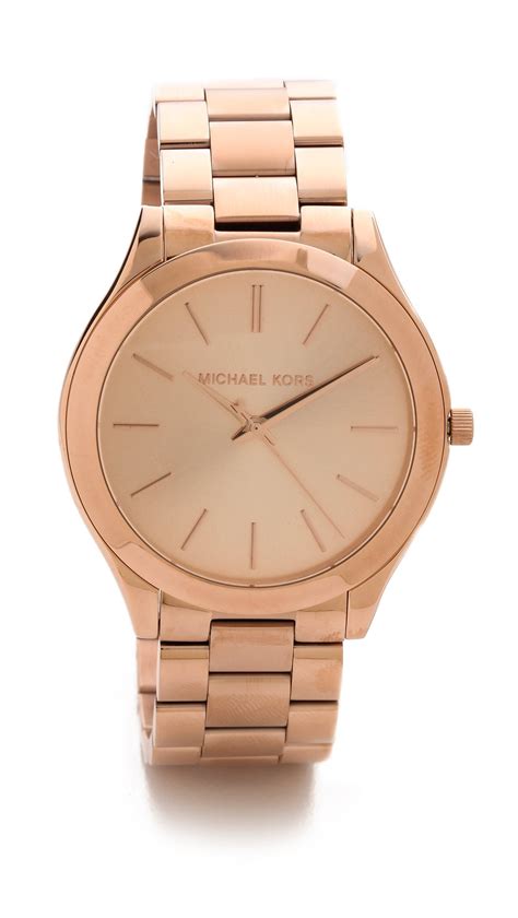 michael kors slim runway rose gold with crystal insert band|michael kors rose gold watch.